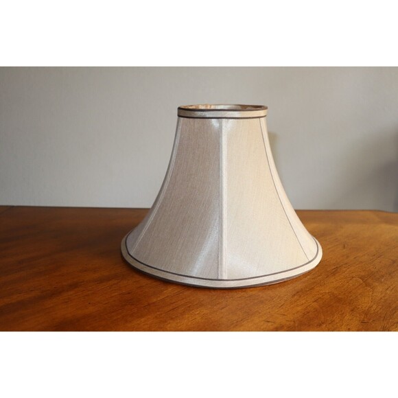 Vintage Tan Silky Fabric Lampshade 8.5" Tall Round Bell Shape 6 Panels - Picture 16 of 16